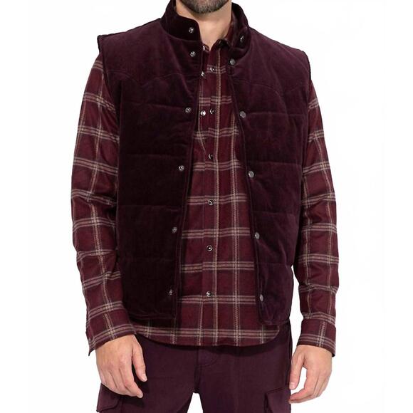 NEW MONFRERE wayne needle cord vest in plum